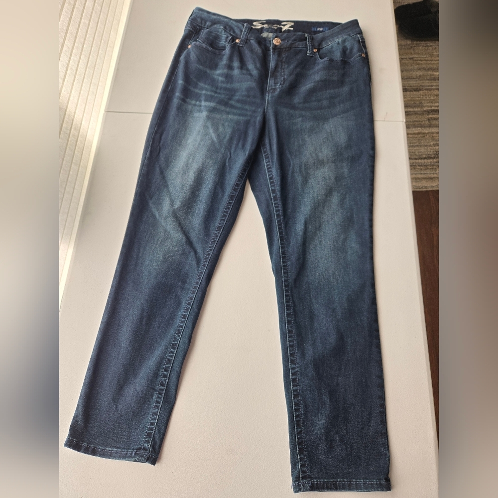 Seven7 Womens Skinny Tummy-less Slimmer Dark Blue Jeans Size 16